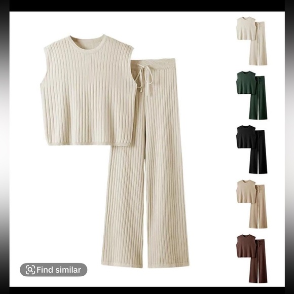 Cream Ribbed Sweater Set - Picture 2 of 6